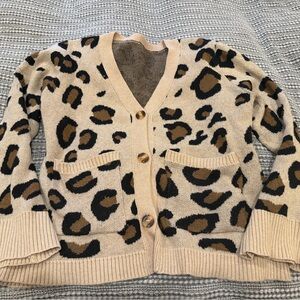 Chic Leopard Print Cardigan Sweater